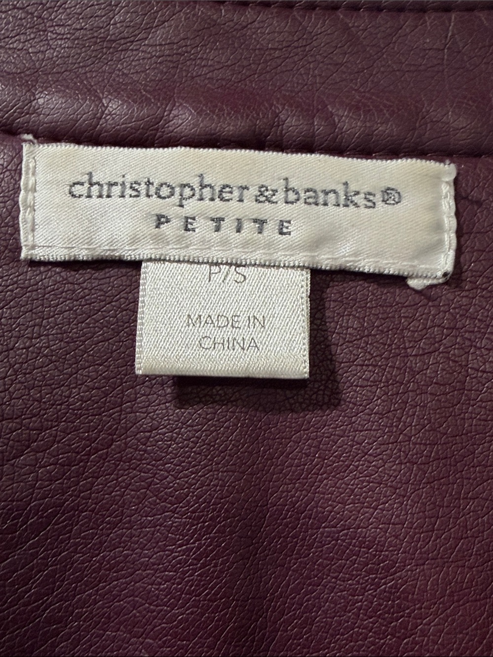 Christopher & Banks Plum Leather Zip Jacket - Picture 2 of 7